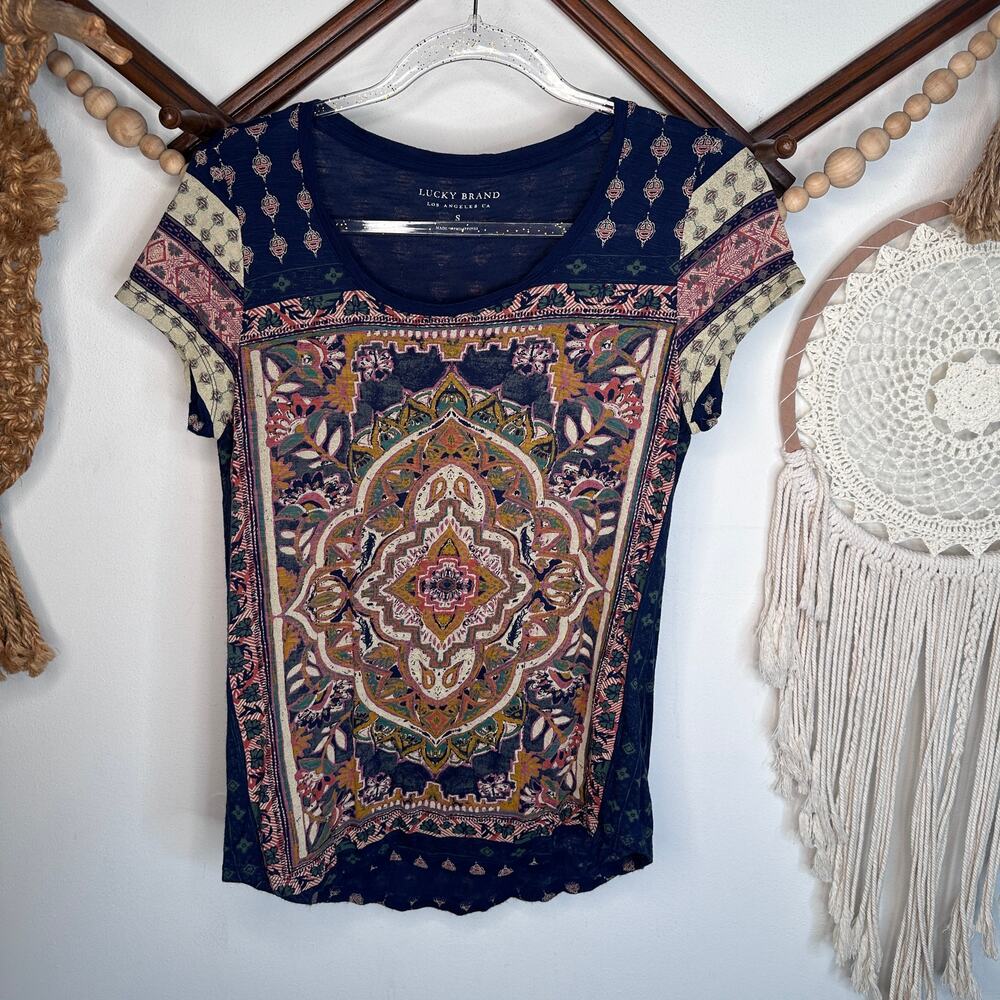 Lucky Brand Navy Persian Carpet T